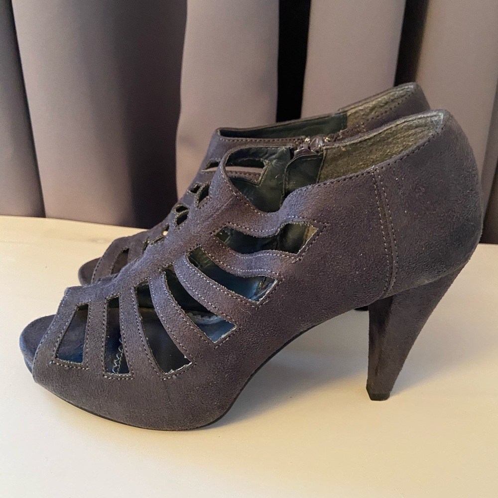 Gray Peep Toe Heels
